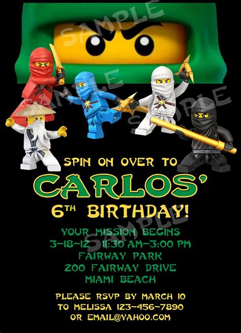 Printable Ninjago Birthday Invitation X Or X Digital File