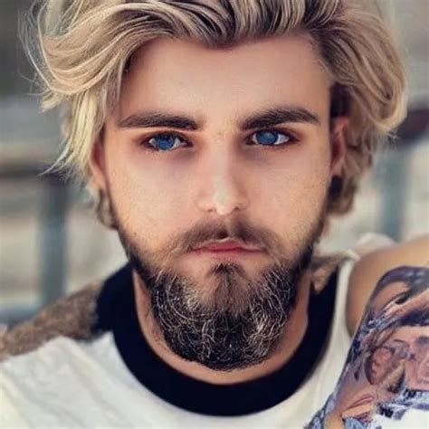 Men Blonde Hair Blonde Beard 6 Pack With Blue Realis OpenArt