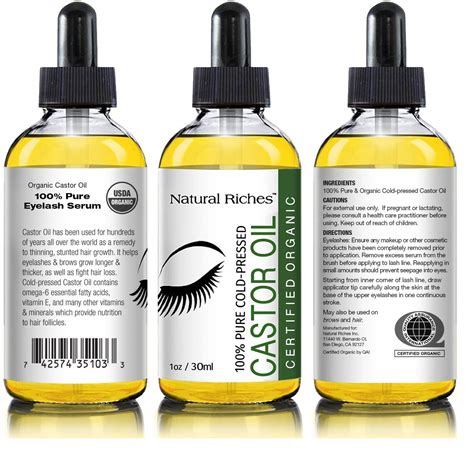 Organic Castor Oil Eyelash Growth Serum Pure Usda Organic Certified