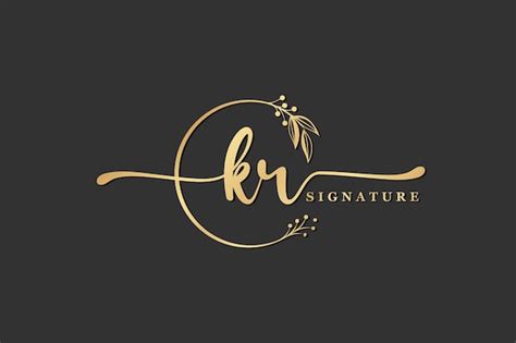 Premium Vector Luxury Signature Initial Kr Logo Design Isolated Leaf