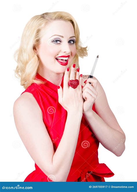 Beautiful Manicure Woman Wearing Red Nail Polish Stock Image Image Of