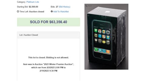 Highest Bid Apples Unboxed First Gen Iphone Auctioned For 63356