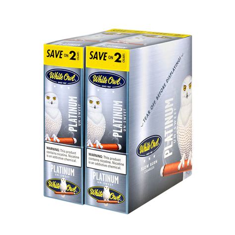 White Owl Cigarillos 30 Packs Of 2 Cigars Platinum Tobacco Stock