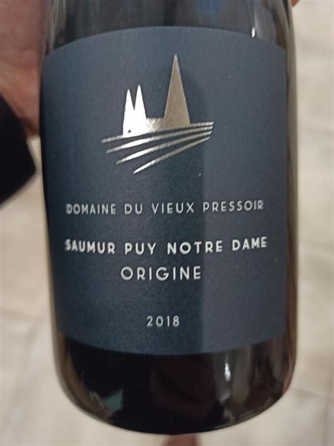 2019 Domaine Du Vieux Pressoir Saumur Puy Notre Dame France Loire