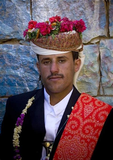 The Groom Yemeni Marriage Yemen Floral Headdress Flower Headdress