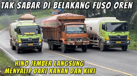 Tak Sabar Di Belakang Fuso Oren Menanjak Lambat Dua Hino Langsung Salip