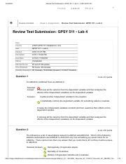 Review Test Submission GPSY 511 Lab 4 21SP GPSY 511 Pdf 4 12