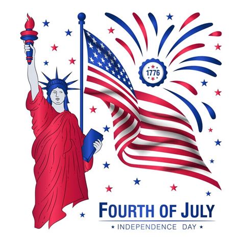 Premium Vector Statue Of Liberty Us Flag Celebration Of 4th Of July