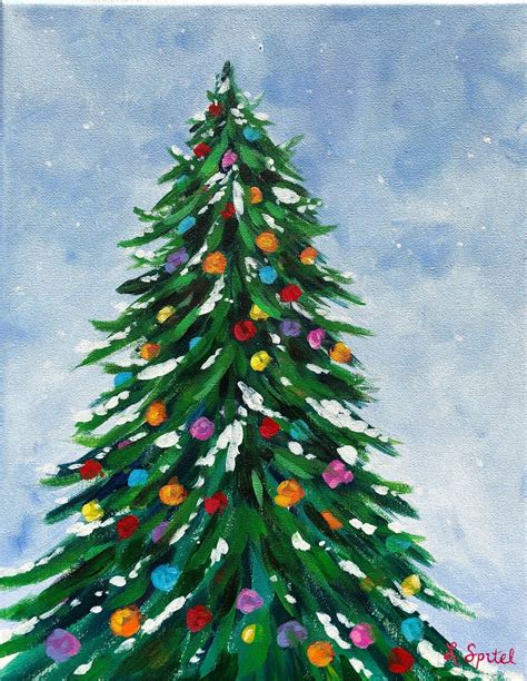 O Christmas Tree Acrylic Painting On Canvas Etsy Christmas Canvas