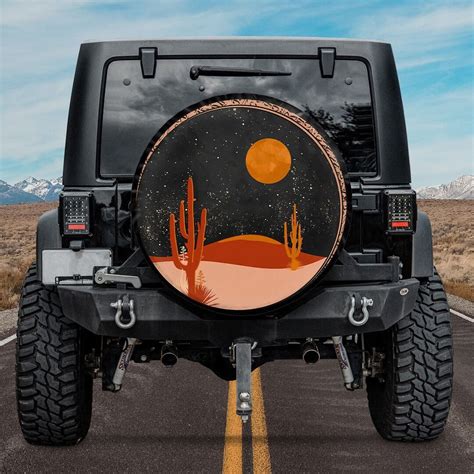 On A Dark Desert Spare Tire Cover Personalized Spare Tire Cover Desert Adventure Lover T