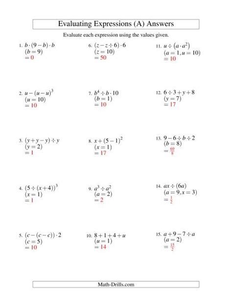 Evaluating Three-Step Algebraic Expressions with Two Variables (A)