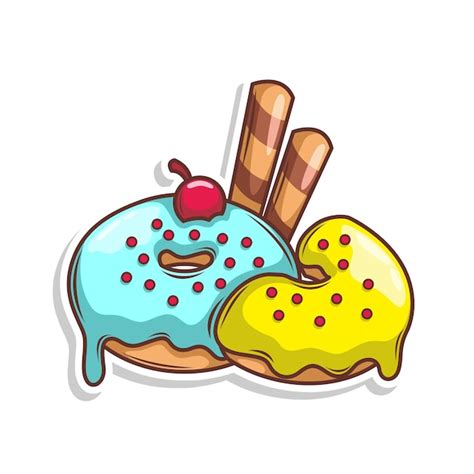 Premium Vector Delicious Donut Vector Hand Draw Illustration