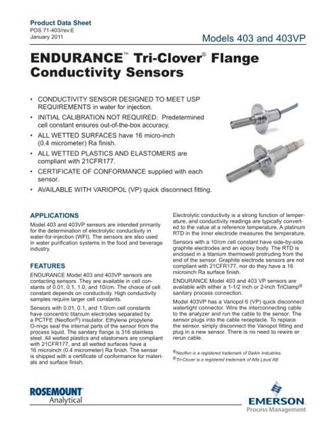 Endurance Tri Clover Flange Conductivity Sensors