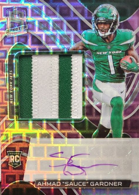 Sauce Gardner 2022 Spectra Rookie Patch Auto Neon Purple 203 Price