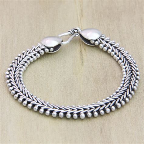 Sterling Silver Braided Bracelet Herringbone Silver Braided