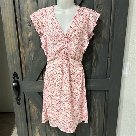 Monteau Dresses Monteau Los Angeles Pink White Floral Butterfly