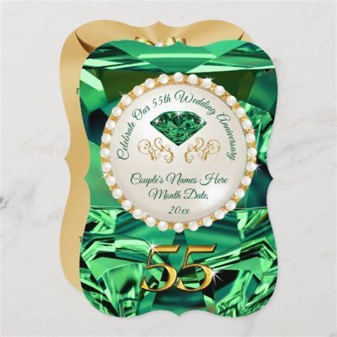 Emerald 55th Wedding Anniversary Invitations Zazzle In 2023