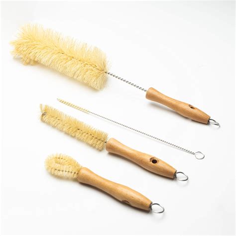 All Natural Bottle Brush And Straw Set No Plastic Sisal Bristles And Wood Handle