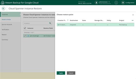 Step 2 Select Restore Point Veeam Backup For Google Cloud User Guide