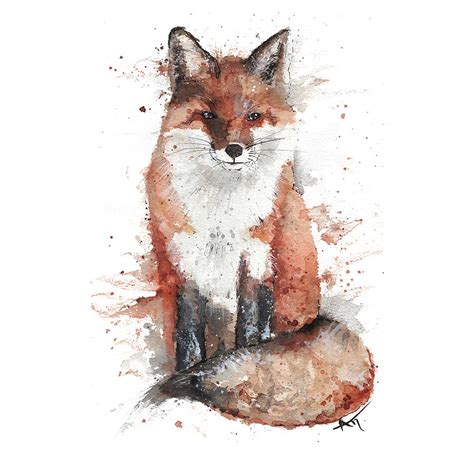 Fox Watercolor Wildlife Collection Painting By Andreea Nae Pixels