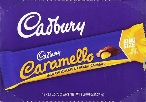 CADBURY CARAMELLO Milk Chocolate and Caramel King Size Candy, Holiday, 2.7 oz Bars (18 Count)