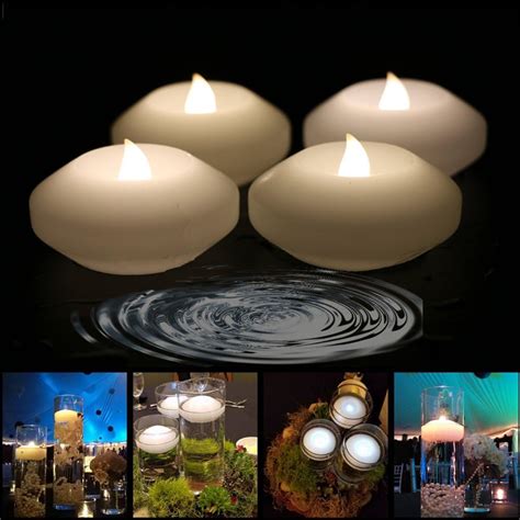 Singtok 12 Pcs Flameless Waterproof Floating Led Candles Battery Powered Flickering