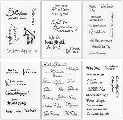 Silikonstempel Sprüche Deutsch Set 6 Blätter Geburtstag Stempel Clear