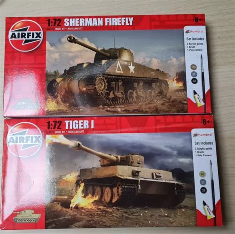 AIRFIX SHERMAN FIREFLY And German Tiger Tank 1 72 Starter Kit Bundle