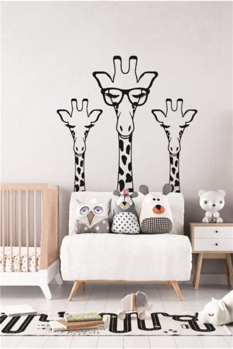 Lizpo Decor Zurafa Kardeşler Duvar Stickers Bebek Ve Çocuk Odası