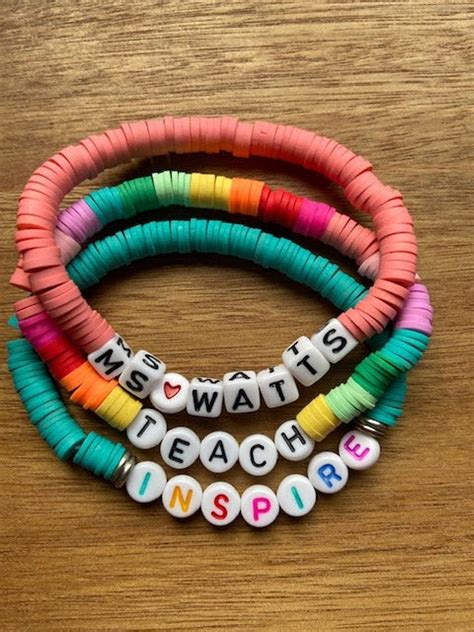 TEACHER STACKABLE Beaded Bracelets 3 Bracelets Etsy