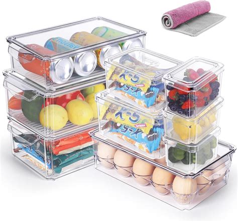 Myiosus Rangement Frigo Empilable Organisateur Frigo avec Poignée