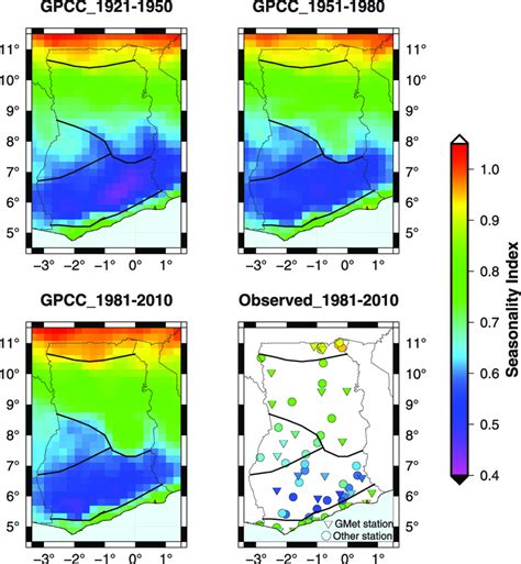 A Map Of Ghana Showing The Contrasts In Seasonal Rainfall Indices