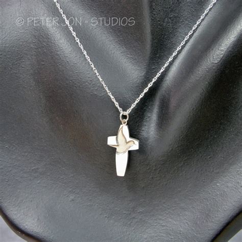 DOVE IN CROSS Christian Cross Necklace in Solid Sterling Silver ...