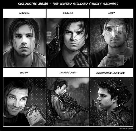 Petite Madame : Character Meme - Bucky Barnes Got bored this...