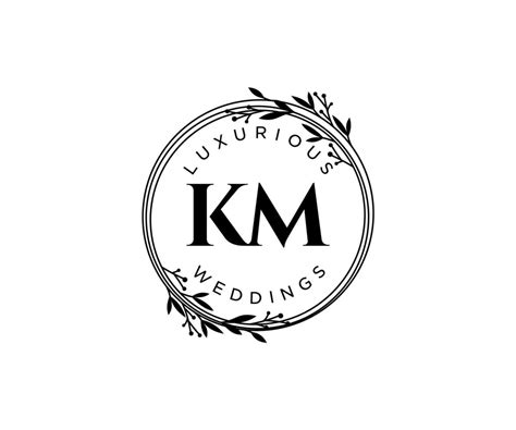 Plantilla De Logotipos De Monograma De Boda Con Letras Iniciales Km Plantillas Florales Y