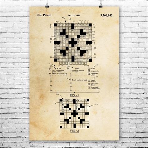 Crossword Puzzle Poster Print Board Card Game Wall Art In