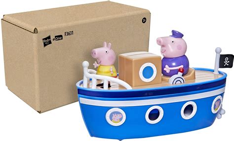 Peppa Pig Peppa’s Adventures Grandpa Pig’s Cabin Boat Vehicle Preschool Toy: 1 Figure, Removable ...