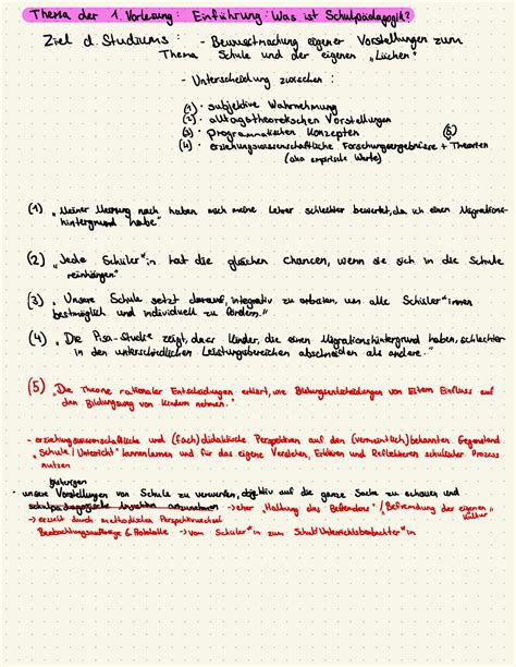 Schulpädagogik Vorlesung Zusammenfassung 1 Wintersemester Thema der