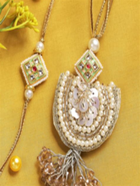 Buy Aapno Rajasthan Set Of 2 Embellished Bhaiya Bhabhi Rakhi Set