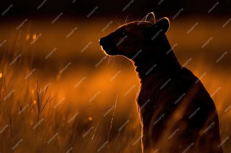 Premium AI Image | Wild animal silhouette at sunset generative ai