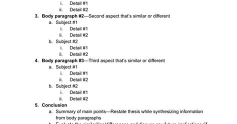 Compare And Contrast Essay Outline Template Google Docs