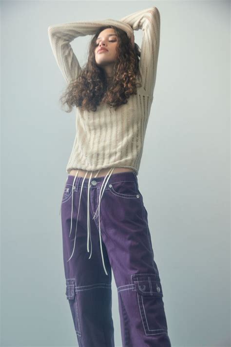 True Religion Uo Exclusive Purple Baggy Cargo Pants In 2022 Baggy