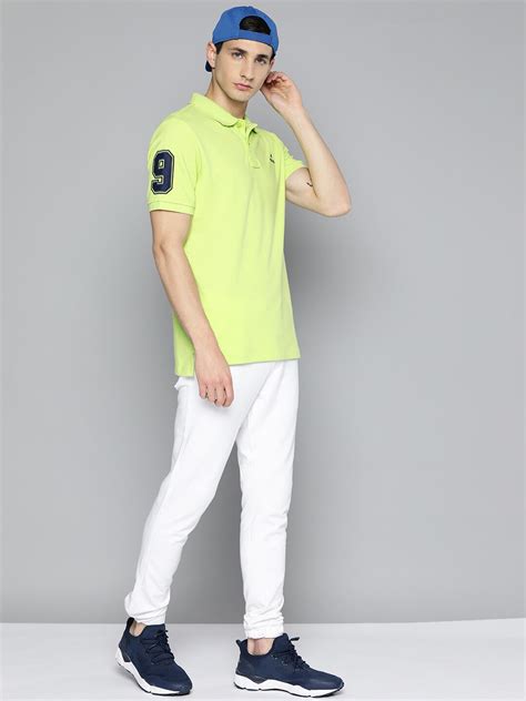 Alcis Men Lime Green Typography Printed Polo Collar Slim Fit T Shirt Aampolsm00059705