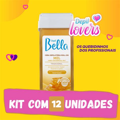 Kit 12 Unidades Refil Cera Depilatória Roll On Mel Deo Depil Bella 100