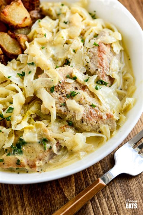 Creamy Garlic Pork With Cabbage Pork Pieces In An Irresistible