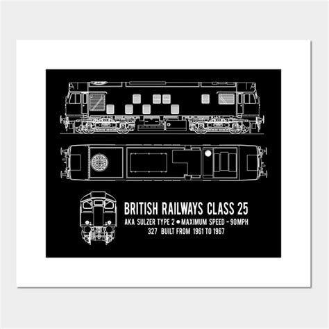 British Railways Class 25 Sulzer Type 2 Locomotive Blueprint Diagram T British Railways