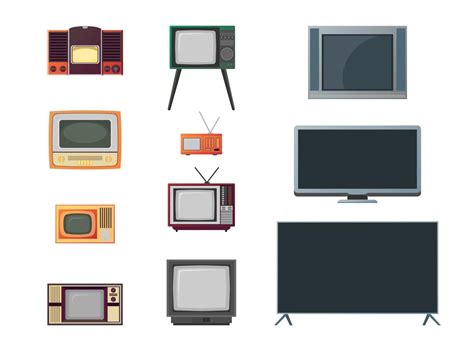 Cartoon Color Different TV Timeline Set. Vector 21678398 Vector Art at ...