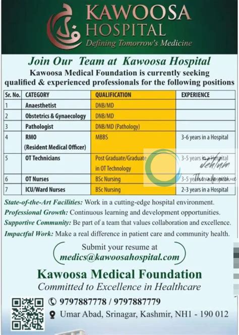 Kawoosa Hospital Srinagar Jobs Openings 2024 Jehlum The Info Avenue