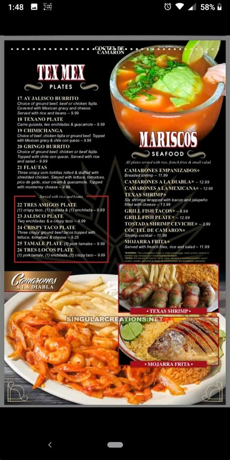 Ay Jalisco Mexican Restaurant Bar And Grill Meridian Menu Meridian