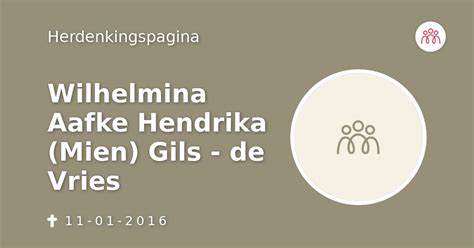 Wilhelmina Aafke Hendrika Mien Gils De Vries 11 01 2016